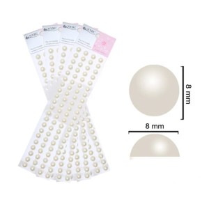 Meia perola adesiva 8mm 1cart branca cartela