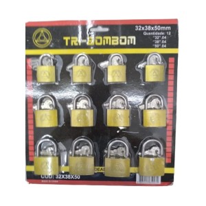 Cadeado c/12 pçs 32/38/50mm crs-7660 9279 tri-bombom