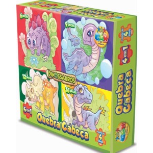 Brinquedo quebra cabeça 4em1 dinossauros 1007 ggbplast