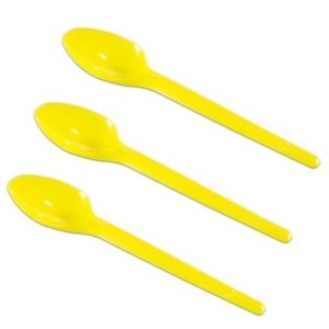 Colher sobremesa c/50pçs descartavel amarelo prafesta