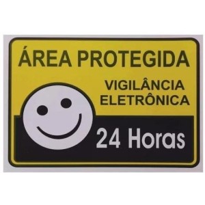 placa sinalização pq. área protegida vigilância eletrônica 24 horas pacific