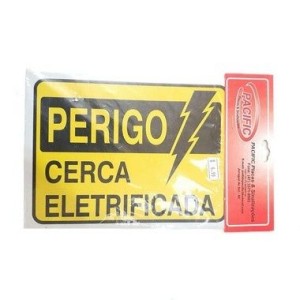 Placa sinalização Pq.Perigo cerca eletrificada 15x20 pacific