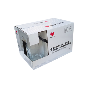 Conjunto de copos florida 370ml transparente com 6 unidades 0480tp praticasa