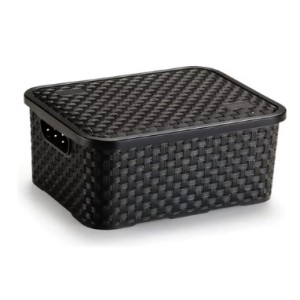 Cesto eco organizador rattan pequeno preto c/ tampa c/1pç 751.012.003 nitron