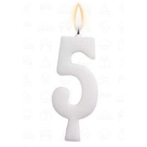 Vela aniversário n°5 branca c/1pç regina