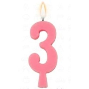 Vela aniversário n°3 rosa c/1pç regina