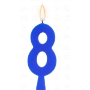Vela aniversário n°8 azul c/1pç regina