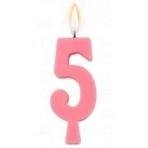 Vela aniversário n°5 rosa c/1pç regina