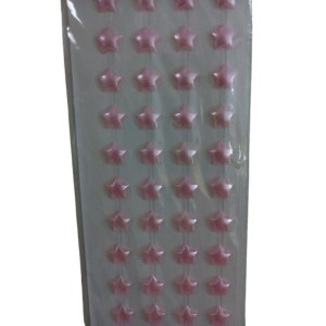 Meia pérola adesiva estrela 10mm 1cart rosa