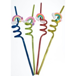 Canudo plástico criativo personalizaso 26cm c/4pçs mz-33291