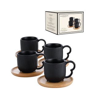 Jogo de xícaras de chá Oasis 190ml 4 peças preto pcln-232pt