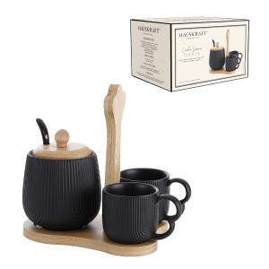 Jogo de xícaras para café oasis preto 4 peças pcln-235pt